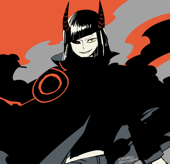 1boy, artist_name, copyright_request, enedra, heterochromia, horns, l_hakase, limited_palette