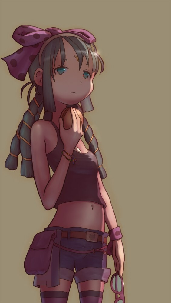 1girl, bare_shoulders, black_hair, blue_eyes, bow, braid, facial_mark, forehead_mark