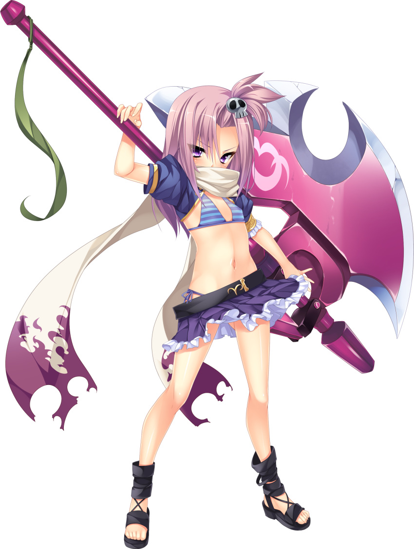 absurdres, axe, highres, jokou, koihime_musou, looking_at_viewer, mtu_(orewamuzituda), official_art, scarf, transparent_background, violet_eyes, weapon