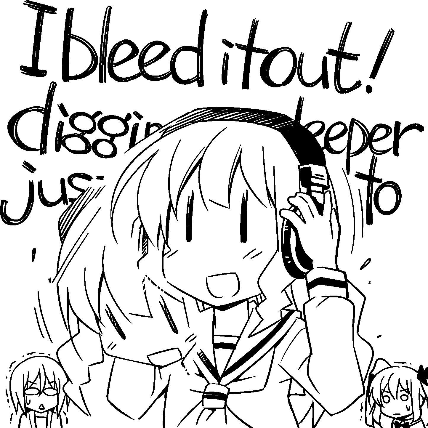 3girls, afterimage, burei_runa, chestnut_mouth, chibi, commentary_request, english, glasses