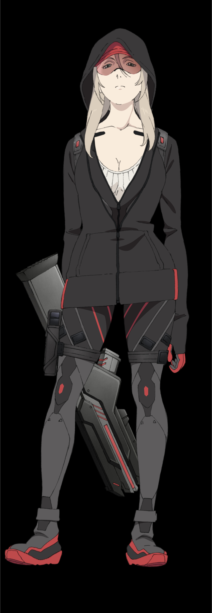 1girl, absurdres, anthea_kallenberg, glasses, hat, highres, hoodie, simple_background