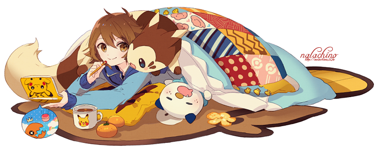 +_+, 1boy, artist_name, brown_eyes, brown_hair, cup, food, fruit