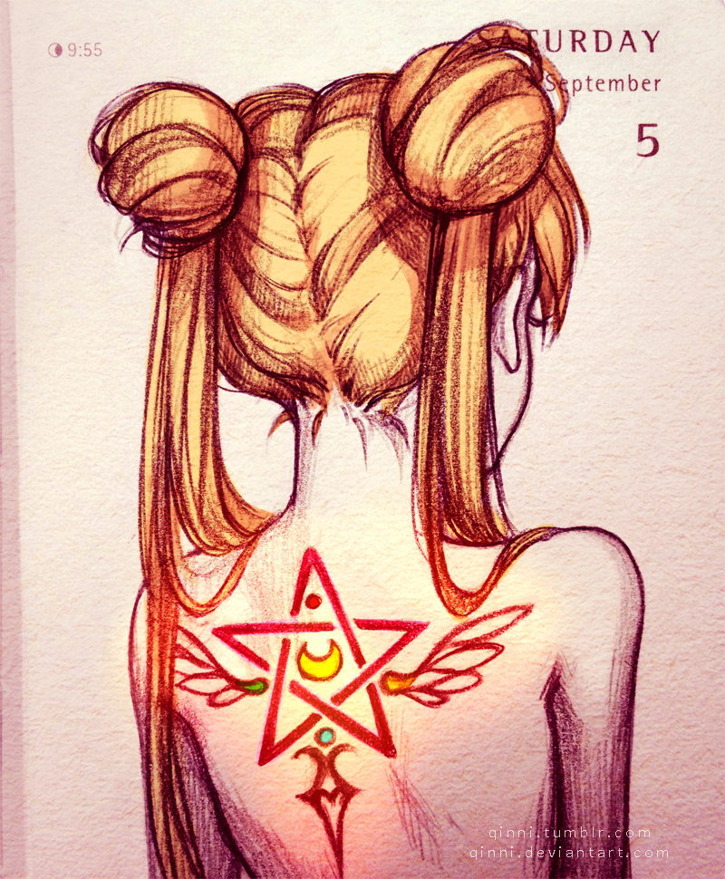 1girl, bishoujo_senshi_sailor_moon, blonde_hair, double_bun, from_behind, hair_over_shoulder, long_hair, nude