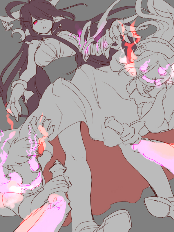 1girl, antenna_hair, bandaged_arm, bandages, breasts, cleavage, crescent, danua