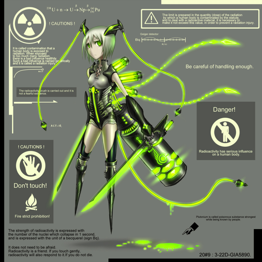 bodysuit, cyborg, dripping, dual_wielding, engrish, frown, gia, glow