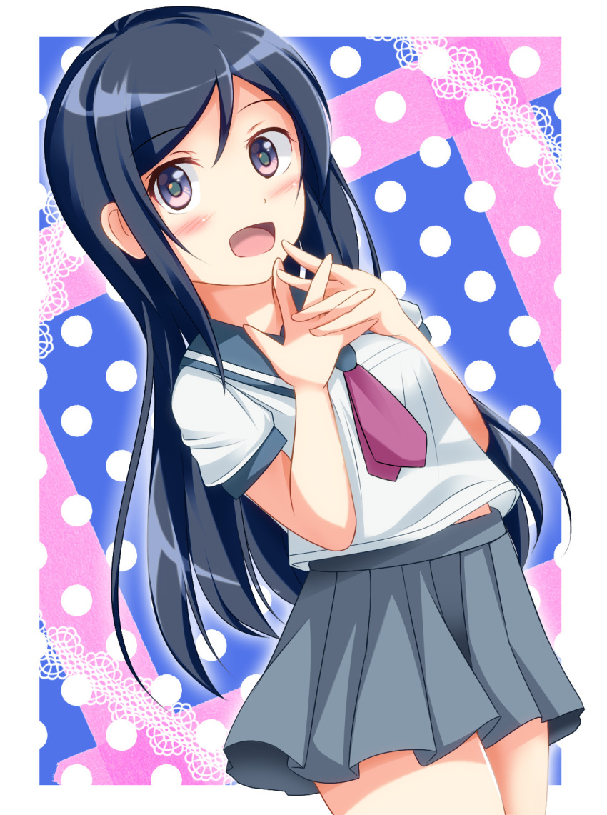 1girl, aragaki_ayase, black_eyes, black_hair, highres, long_hair, ore_no_imouto_ga_konna_ni_kawaii_wake_ga_nai, school_uniform
