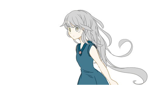 1girl, animated, animated_gif, autumn_leaves, blue_dress, closed_eyes, closing_eyes, dress, falling, grey_eyes, grey_hair, jumping, leaf, long_hair, lowres, maple_leaf, original, simple_background, solo, sumashi, tagme, white_background