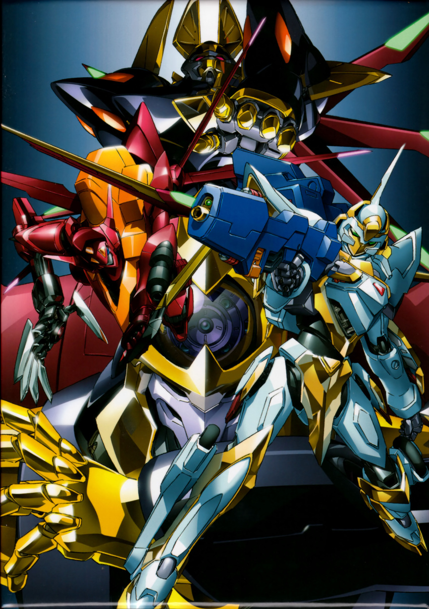 character_request, code_geass, gawain, gun, guren_nishiki, highres, knightmare_frame, lancelot, mecha, nakata_eiji, shinkiro, shinkirou, weapon