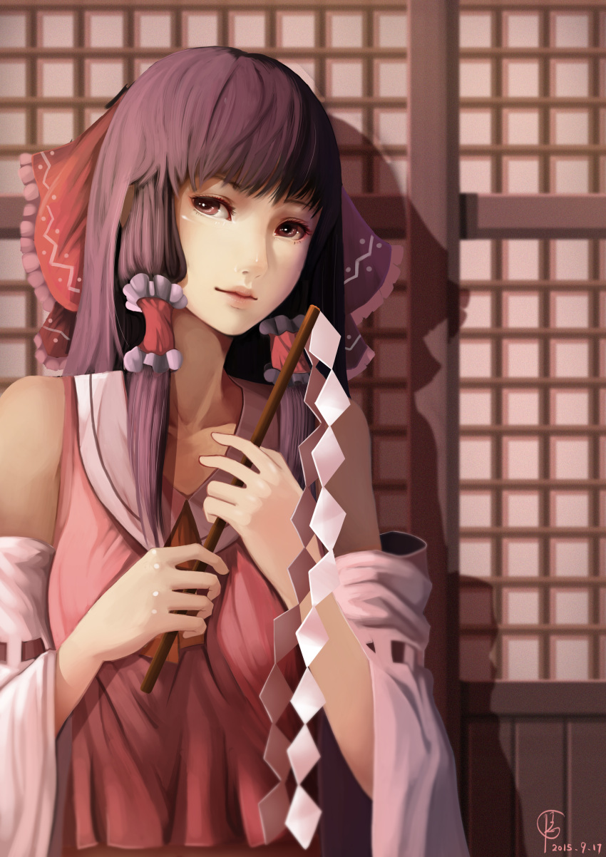 1girl, absurdres, ascot, brown_eyes, brown_hair, dated, detached_sleeves, diandianzai