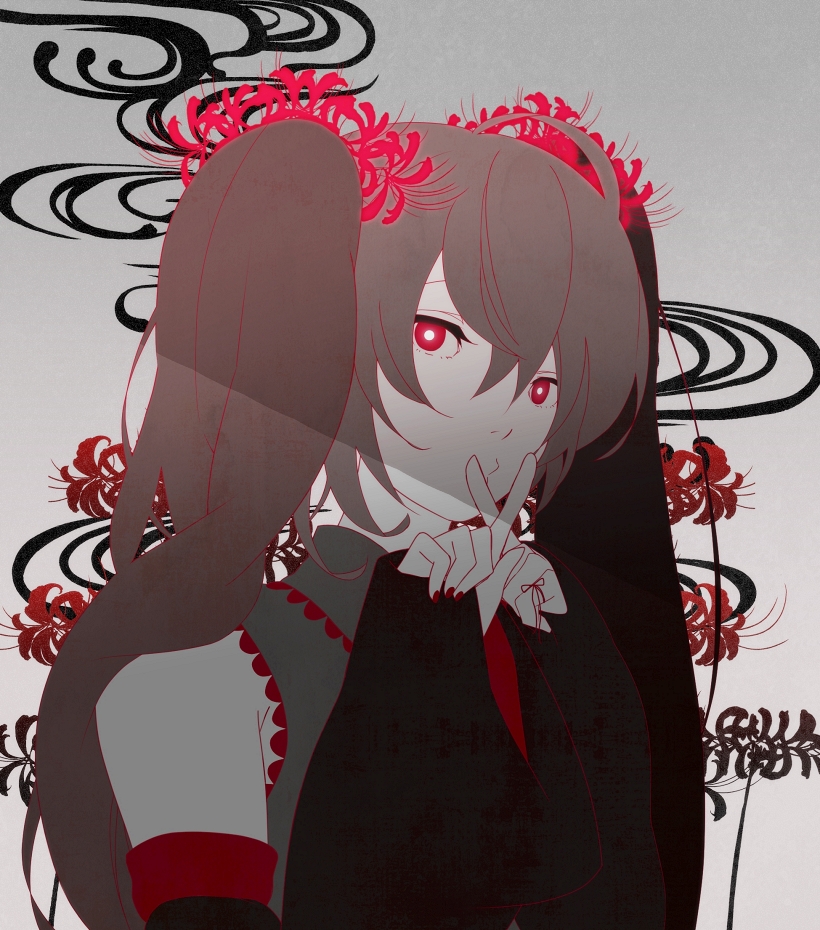1girl, crossed_fingers, detached_sleeves, flower, glowing, grey_hair, hair_flower, hair_ornament