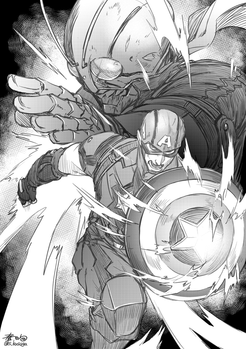 2boys, captain_america, crossover, hongou_takeshi, kamen_rider, kamen_rider_1, kamen_rider_the_first, kasuga_shun