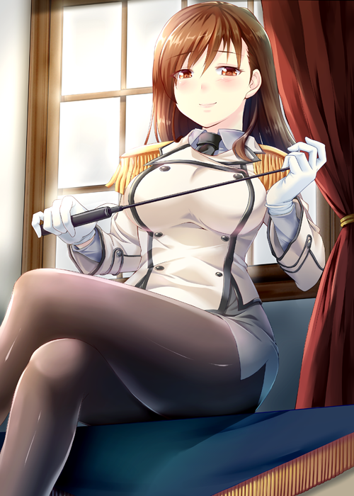 1girl, brown_eyes, brown_hair, cosplay, gloves, izumi_akane, kantai_collection, katori_(kantai_collection)