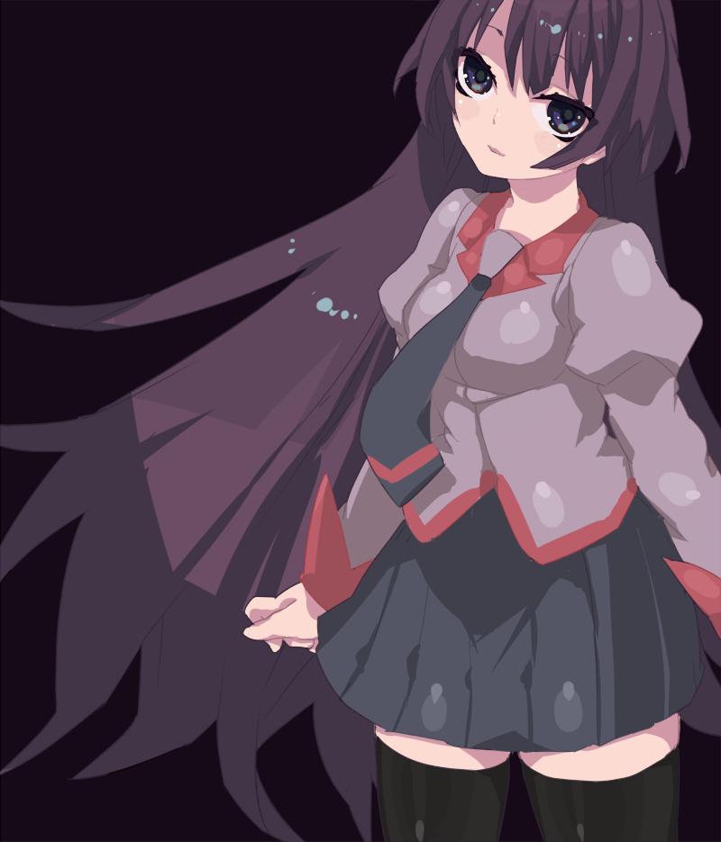 bakemonogatari, long_hair, monogatari_(series), rocb, school_uniform, senjougahara_hitagi, solo, thigh-highs