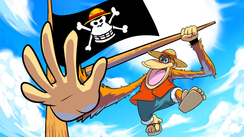 1other, ape, bone_print, crossover, donkey_kong_(series), donkey_kong_64, flag, hat