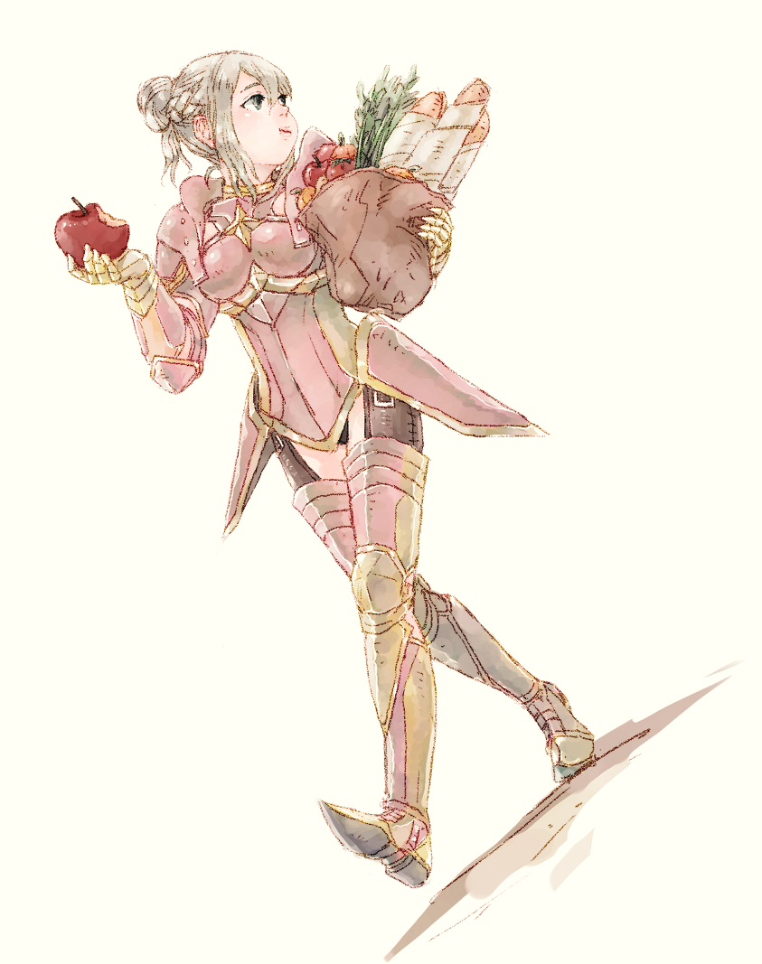 apple, armor, eating, elfie_(fire_emblem_if), fire_emblem, fire_emblem_if, food, fruit