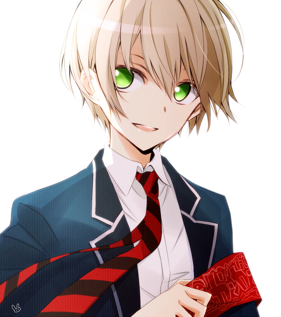 1girl, aoharu_x_kikanjuu, blonde_hair, green_eyes, happy, reverse_trap, school_uniform, short_hair