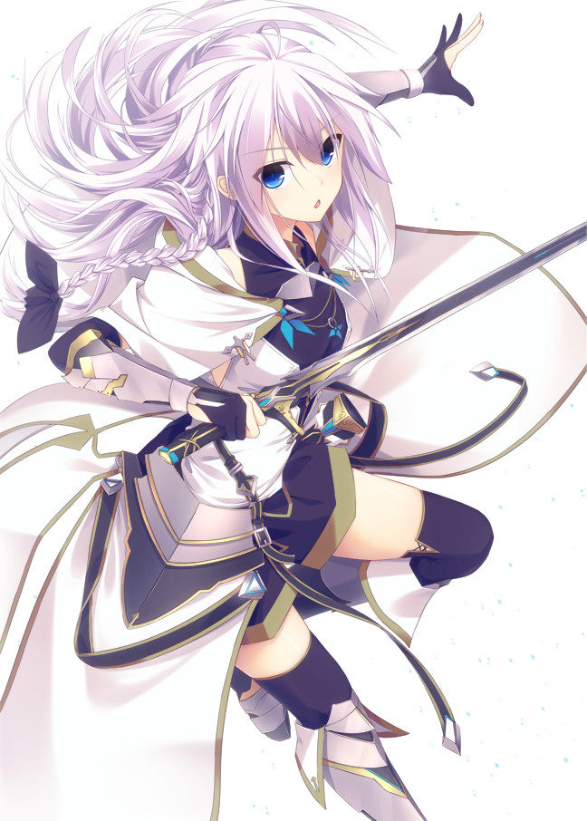 1girl, armor, blue_eyes, braid, fingerless_gloves, gloves, long_hair, original