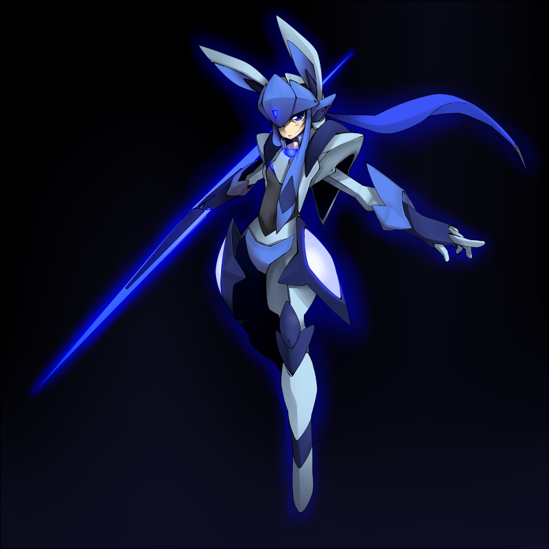 costume, glaceon, lance, mecha, metaphor, metaphor_(artist), nintendo, personification, pixiv, pointy_ears, pokemon, polearm, ponytail, solo, weapon