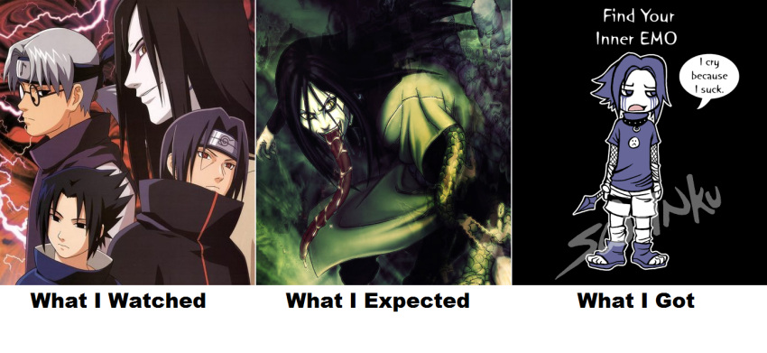 emo, naruto, orochimaru, snake, truth, uchiha_itachi, uchiha_sasuke, what_i_watched_what_i_expected_what_i_got