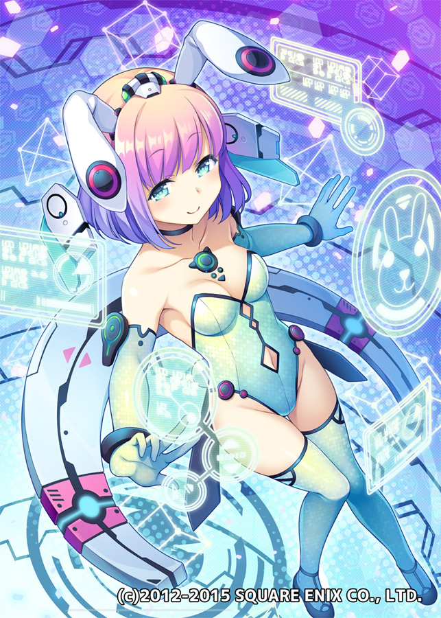 1girl, animal_ears, blue_eyes, blush, breasts, ichikura_(bk), rabbit_ears, short_hair