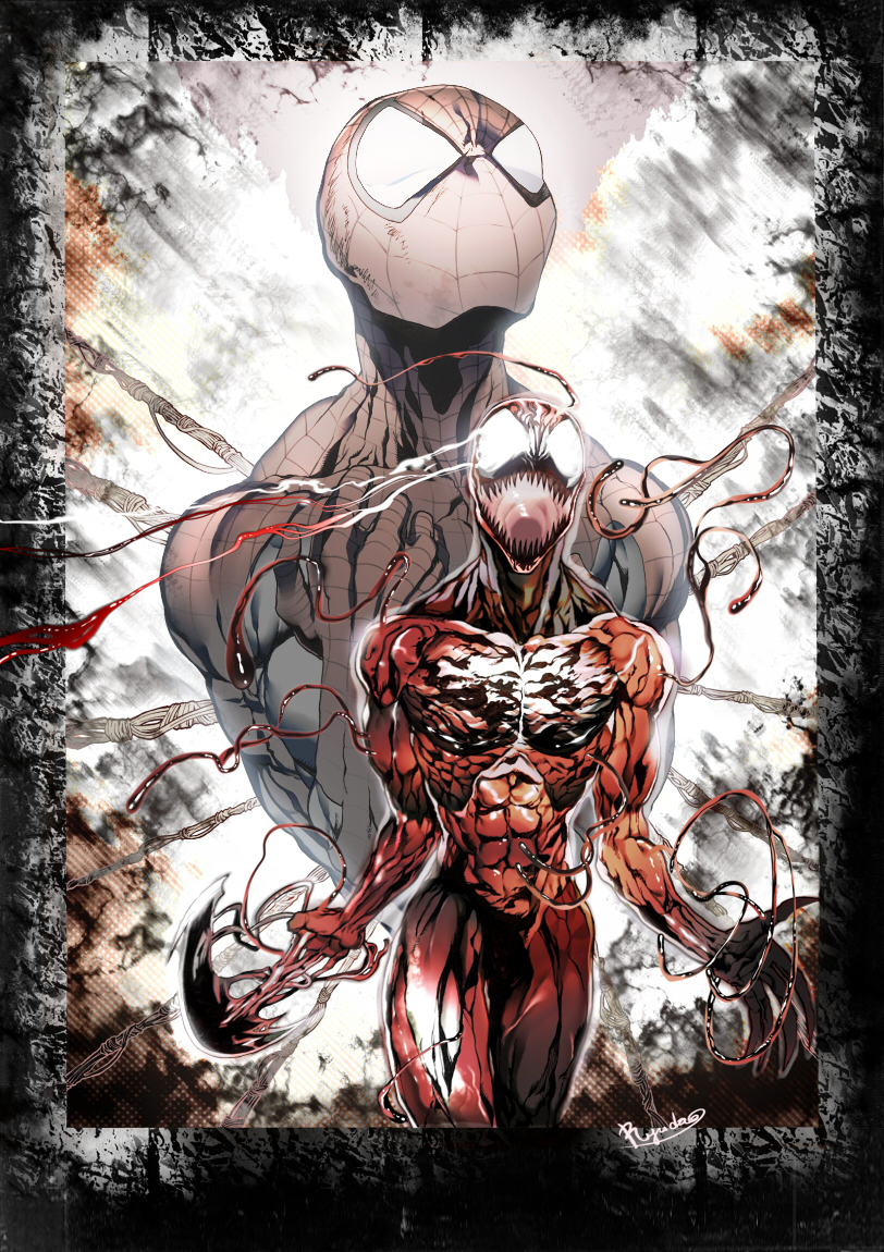 carnage_(marvel), claws, formal, frame, marvel, open_mouth, projected_inset, ryurokuman