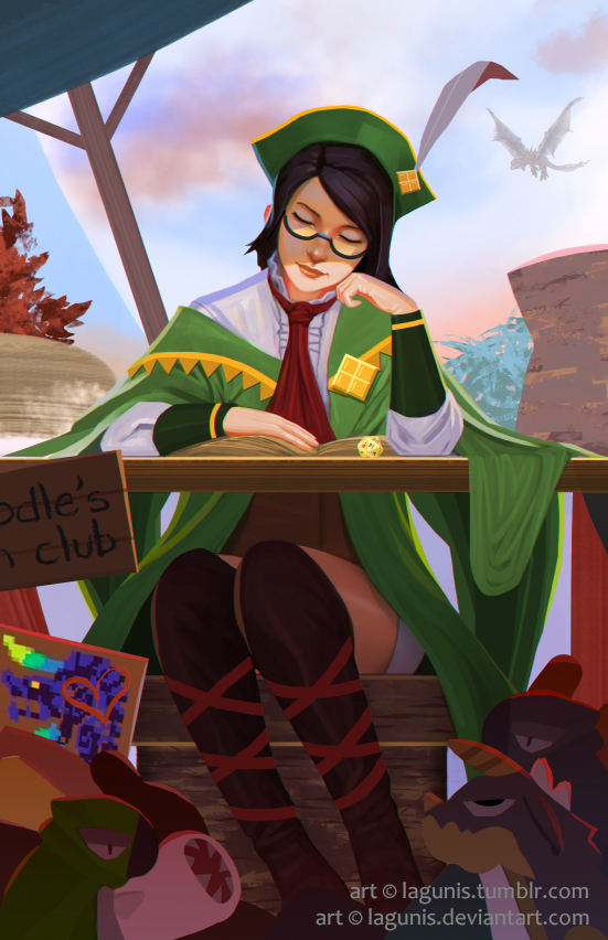 1girl, bangs, black_hair, boots, chin_rest, cloak, commentary, cravat