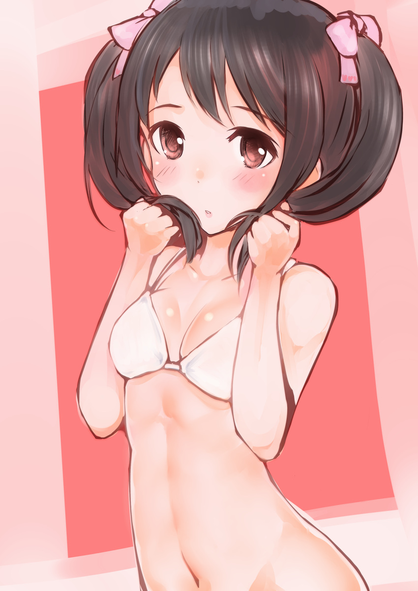 1girl, black_hair, bra, breasts, brown_eyes, highres, idolmaster, idolmaster_cinderella_girls