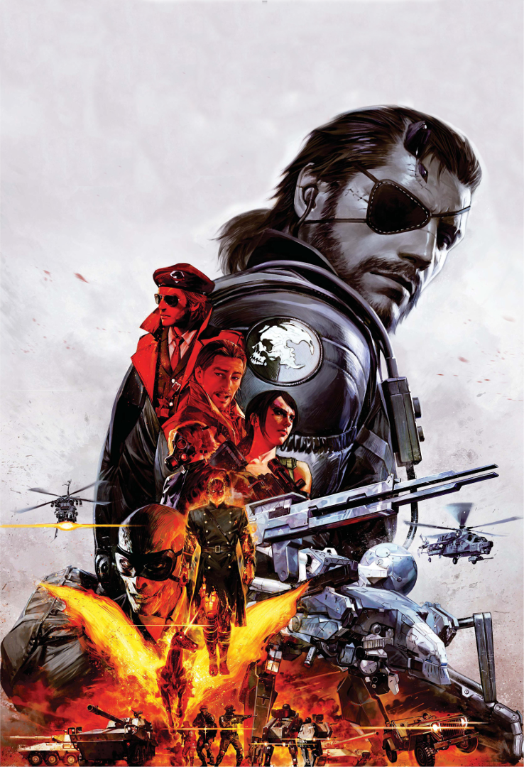 armored_vehicle, eyepatch, fire, helicopter, jeep, kazuhira_miller, mecha, metal_gear_(series), metal_gear_sahelanthropus, metal_gear_solid_v, military, motor_vehicle, quiet_(metal_gear), realistic, revolver_ocelot, scar, skull_face, soldier, tretij_rebenok, vehicle, venom_snake, walker_gear, yevgeny_borisovitch_volgin
