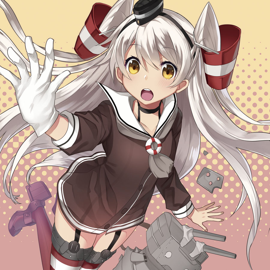 1girl, amatsukaze_(kantai_collection), brown_eyes, gloves, hairband, kantai_collection, kgr, long_hair