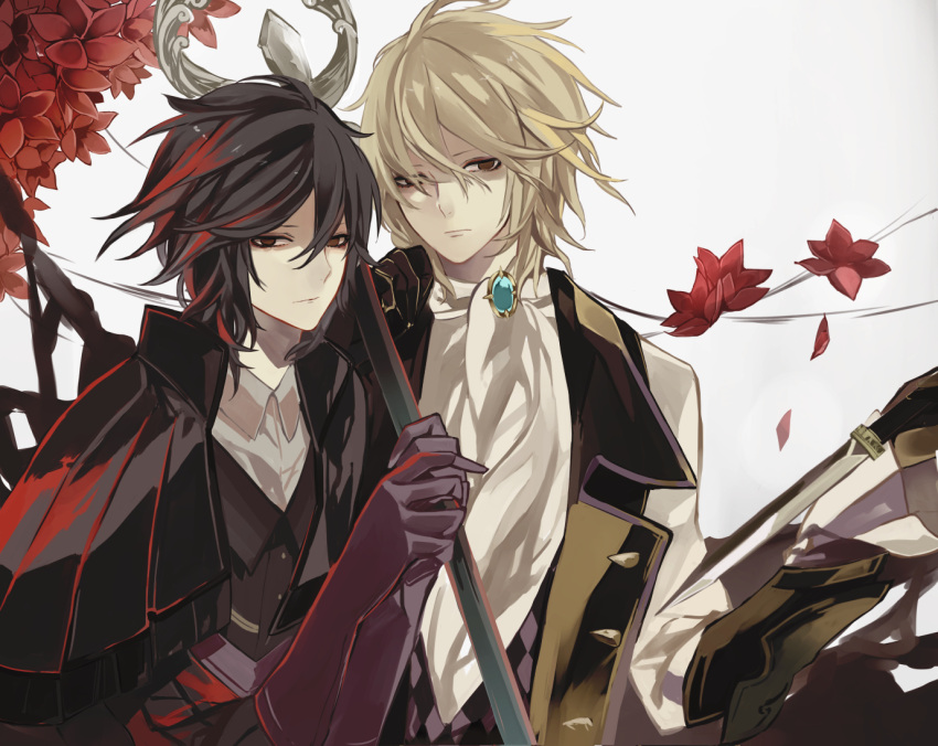 1boy, black_hair, blonde_hair, brown_eyes, dagger, deere_(fire_emblem_if), fire_emblem, fire_emblem_if
