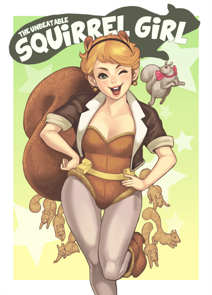 1girl, acorn, acorn_earrings, animal_ears, belt, breasts, character_name, earrings