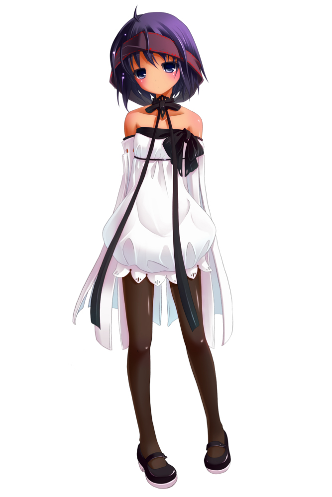 blue_eyes, blush, hinasaki, mary_janes, original, pantyhose, purple_hair, shoes