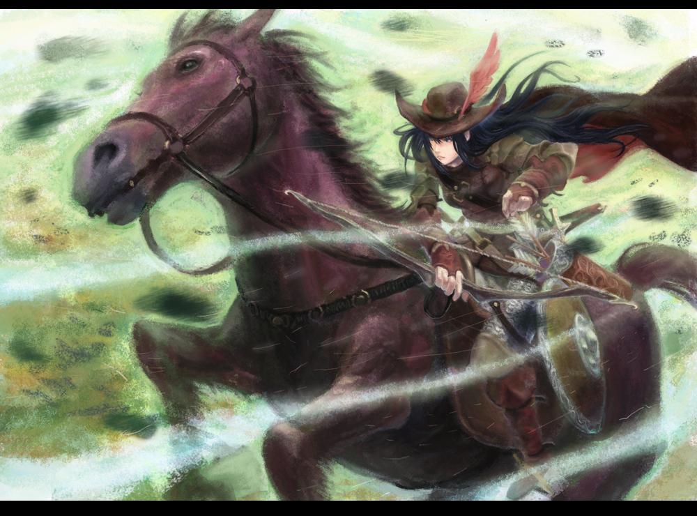 cape, fantasy, hat, horse, oblivion, oblivion_(game), shield, the_elder_scrolls, the_elder_scrolls_iv:_oblivion, weapon, yansun