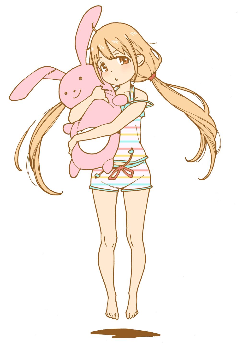 1girl, blonde_hair, brown_eyes, floating, floating_hair, full_body, futaba_anzu, highres