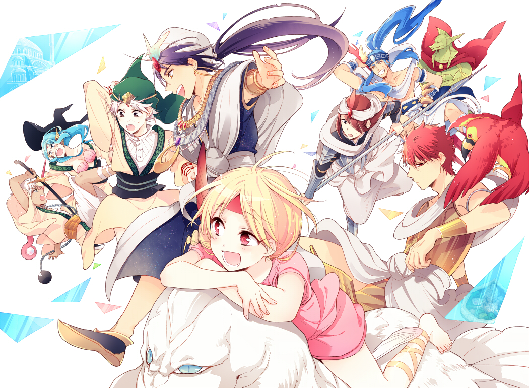 akinoko_(pixiv304871), blonde_hair, blue_hair, braid, chain, dark_skin, drakon, earrings
