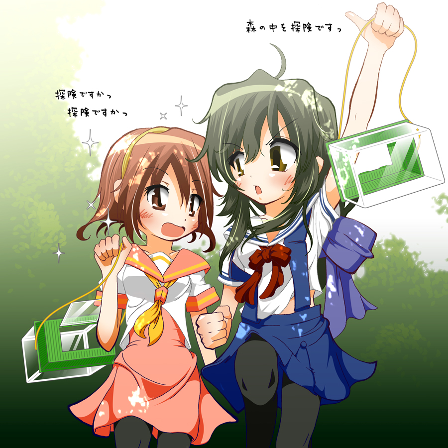 black_hair, box, brown_eyes, brown_hair, clannad, crossover, hairband, hayate_no_gotoku!