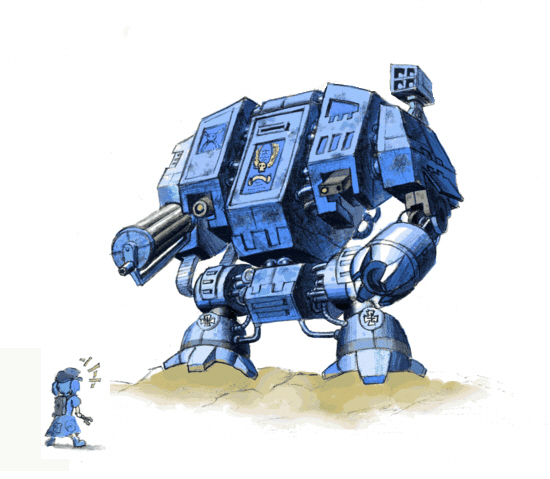 1girl, armor, artist_request, backpack, bag, blue_hair, crossover, dreadnought