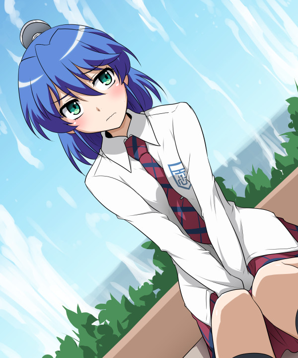 1girl, aizawa_nagisa_(jitsu_wa_watashi_wa), bioroid_hei, blue_hair, facing_viewer, green_eyes, jitsu_wa_watashi_wa, long_hair