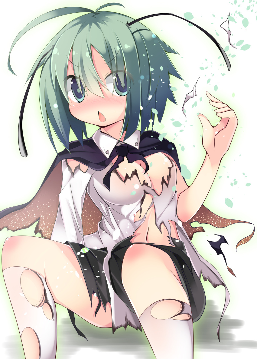 1girl, absurdres, ahoge, boroe, breasts, highres, panties, pants