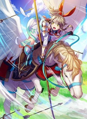 1girl, arrow, blush, boots, brown_hair, emma_(fire_emblem), fire_emblem, fire_emblem_cipher
