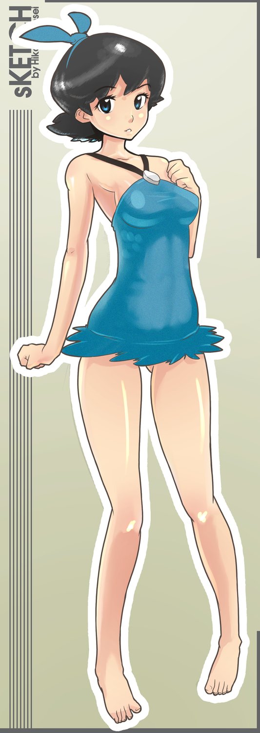 1girl, betty_rubble, black_hair, blue_eyes, hair_bow, looking_at_viewer, short_hair, smile, the_flintstones