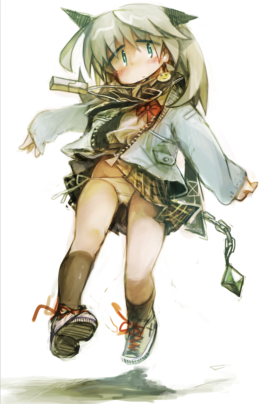 1girl, aqua_eyes, blush, chain, hade_na_kangofu, highres, jacket, looking_at_viewer