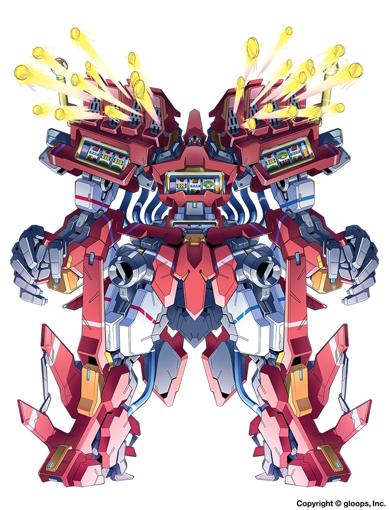 artist_name, coin, kuzuryuu_kennosuke, mecha, no_humans, original, robot, slot_machine
