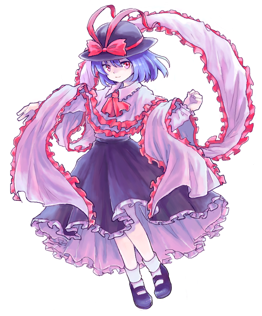 1girl, ascot, blue_hair, capelet, frills, full_body, furorida, hat