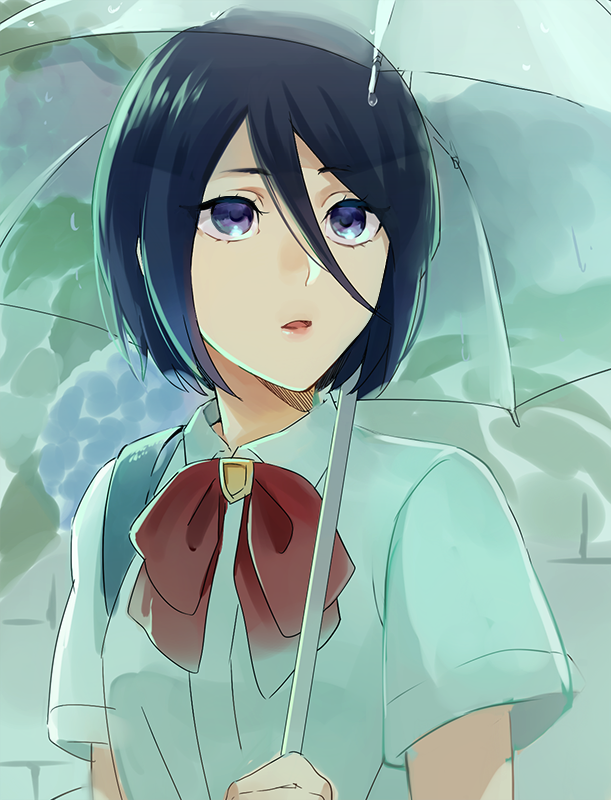 1girl, black_hair, bleach, blue_eyes, female, hair_between_eyes, kuchiki_rukia, lips