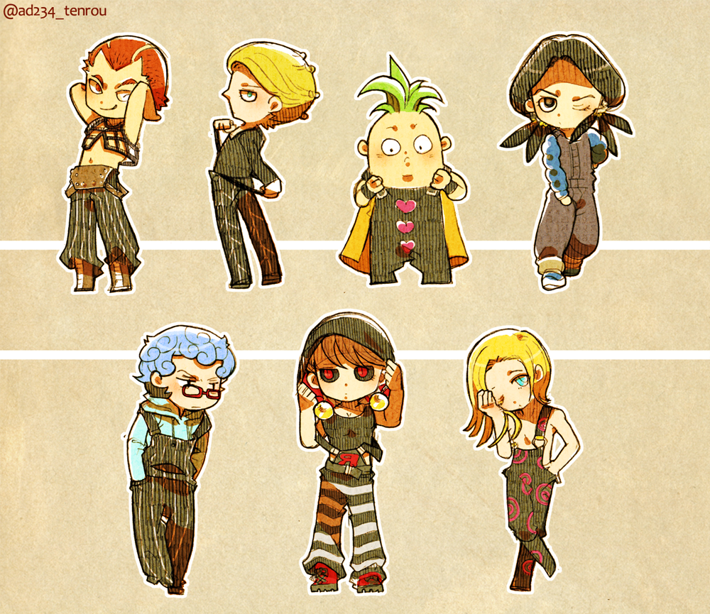 6+boys, bebe_(ad234_tenrou), chibi, formaggio, ghiaccio, illuso, jojo_no_kimyou_na_bouken, melone