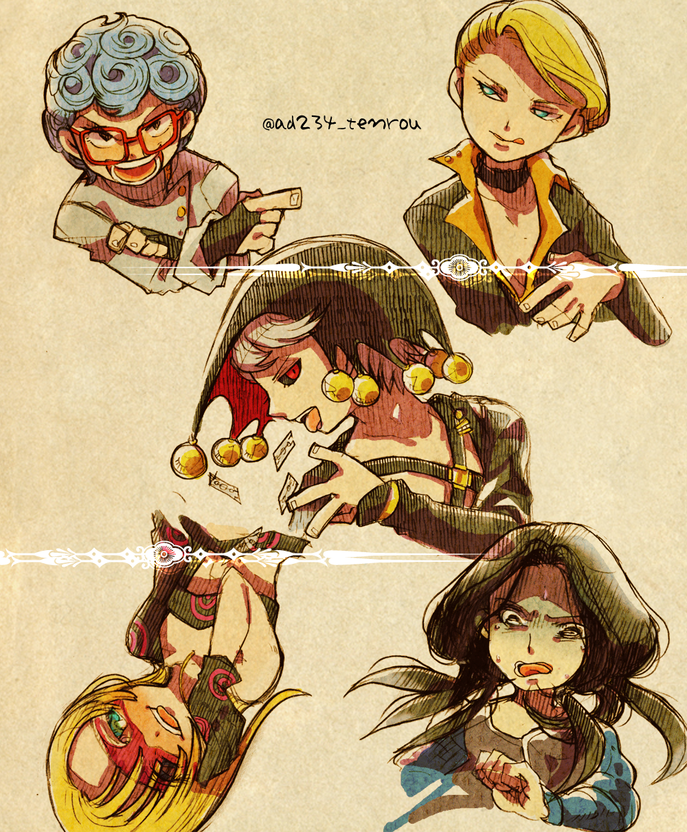 5boys, bebe_(ad234_tenrou), chibi, ghiaccio, highres, illuso, jojo_no_kimyou_na_bouken, melone