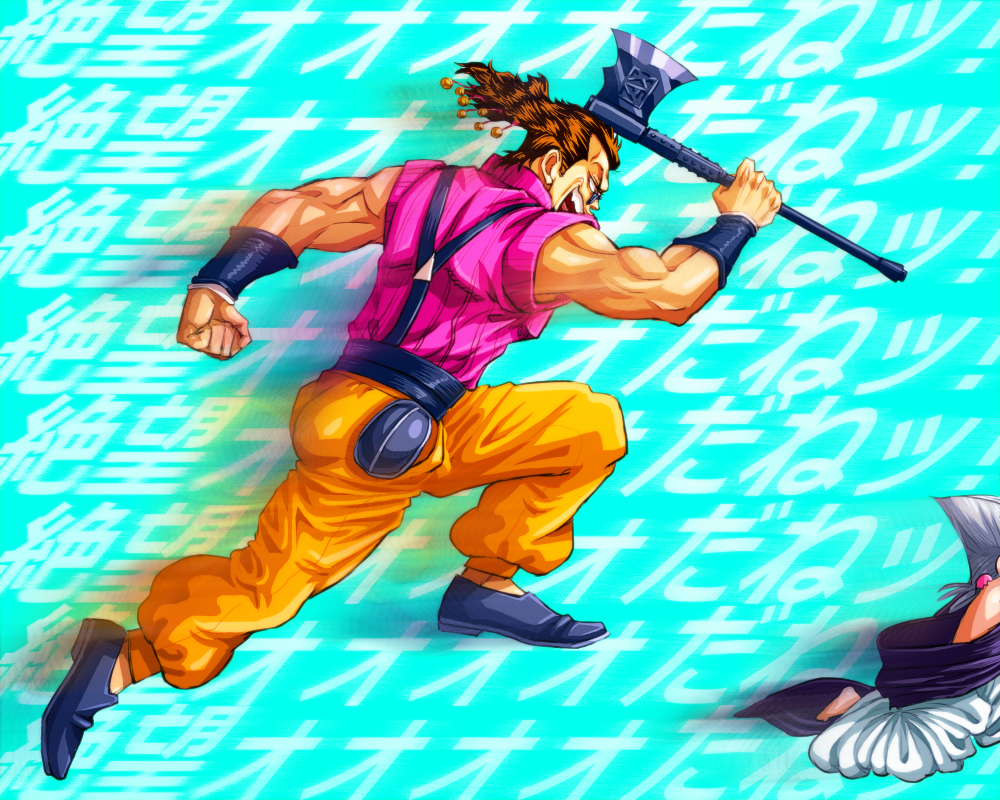 2boys, alessi, axe, c-7_(assate), chasing, jean_pierre_polnareff, jojo_no_kimyou_na_bouken, multiple_boys
