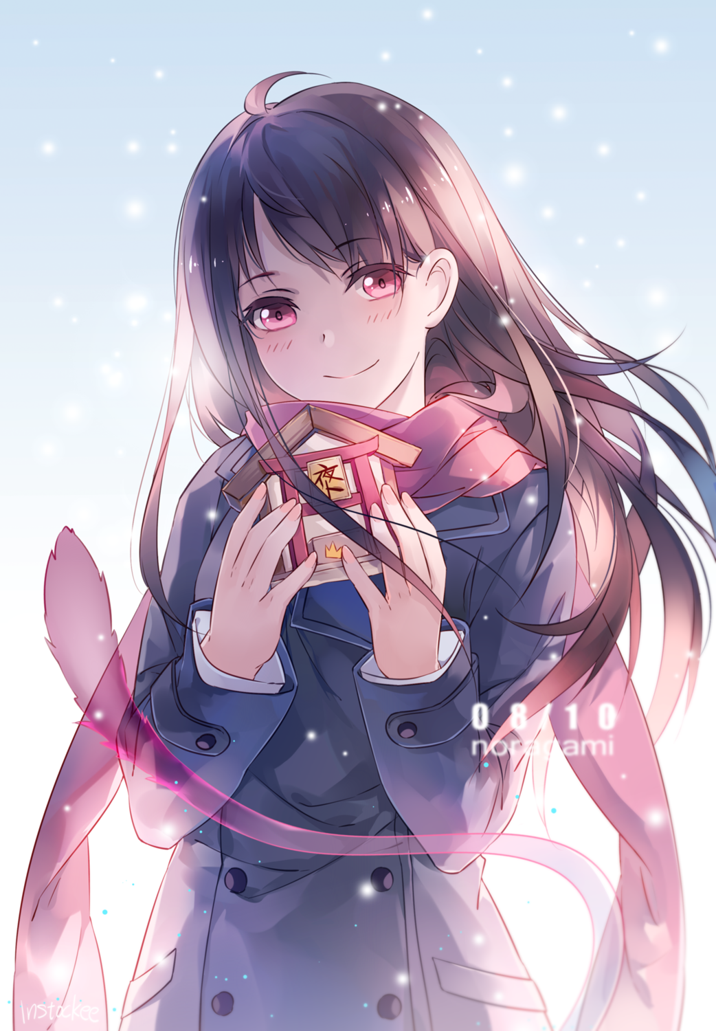 1girl, brown_hair, coat, highres, iki_hiyori, instockeee, long_hair, noragami