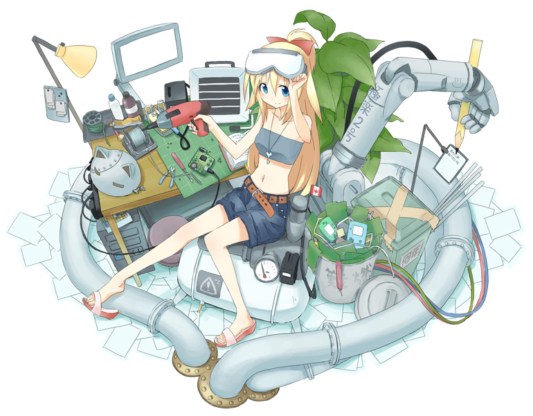 ake, blonde_hair, blue_eyes, canada, denim, denim_shorts, drill, game_boy